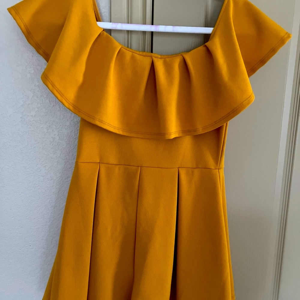 Mustard Off-Shoulder Dress